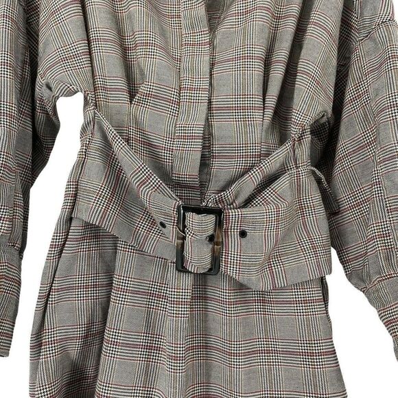 Fashion Nova Cardi B Dress Plaid Belted V Neck Size L Preppy Pretty And Plaid - Picture 4 of 10